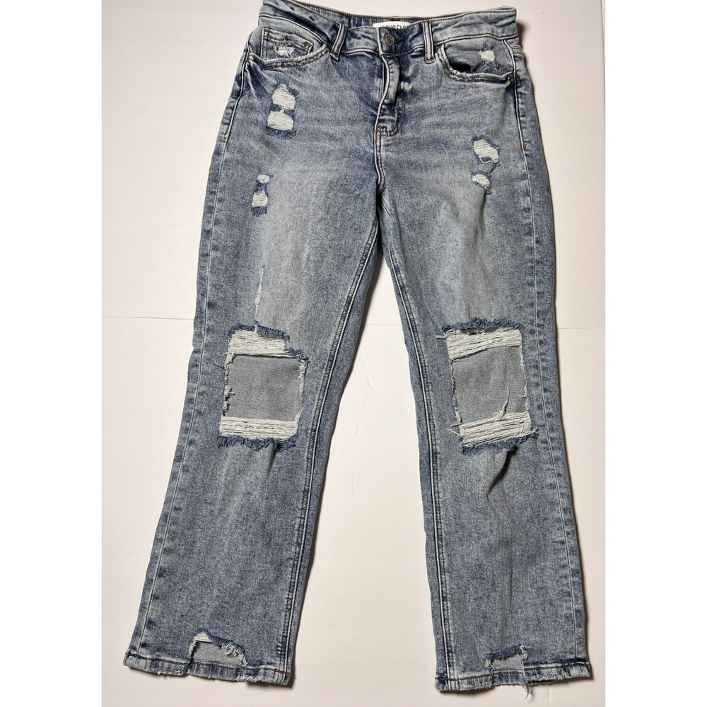 Lovervet by Vervet Straight Leg Jeans Womens 28 Blue Distressed Ripped LV1068